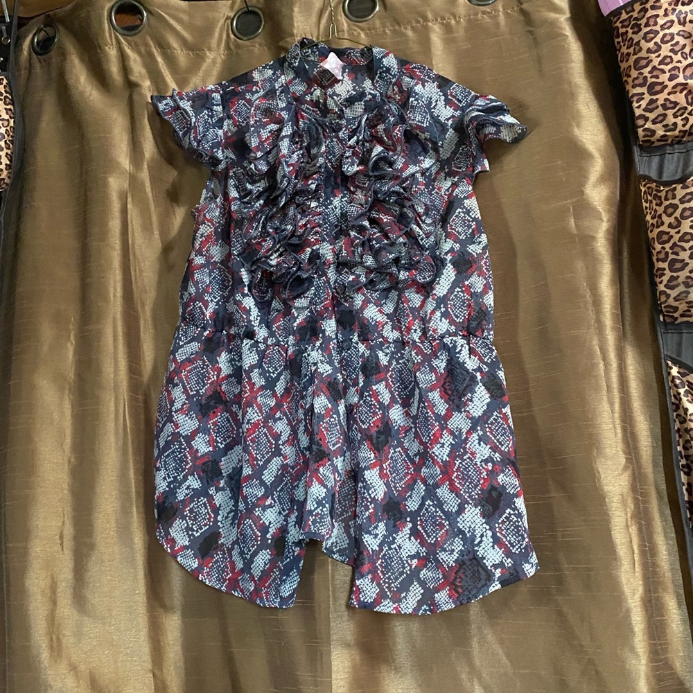 Pink and grey snake skin button up blouse